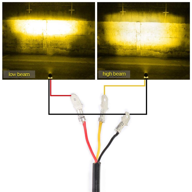 EXZEIT Led Driving Light for Motorcycle, Amber Light, High Low Beam Function Fog Lights Headlights for Bike Polaris Yamaha Can Am ATV UTV, 12/24V, 30W, 6000 Lumens 2 pcs (Amber Light) - Image 4